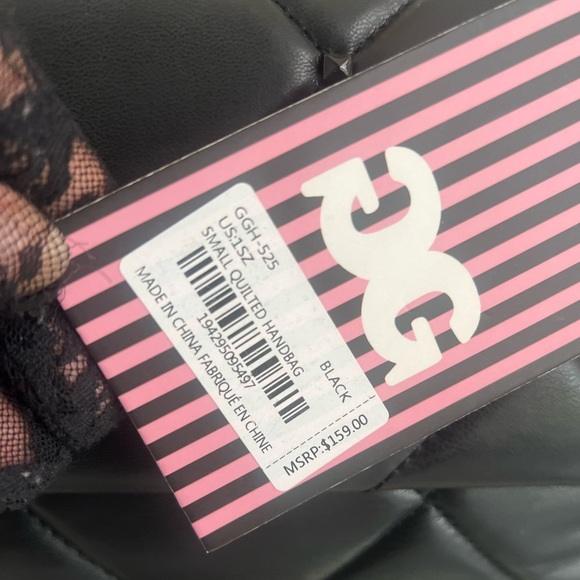 Gilda Paris NWT Black Vegan Leather Quilted  Chain Link Strap Bag - Picture 8 of 12